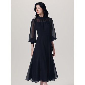 드레썸 METEL PURE CHIFFON MIDI DRESS - black