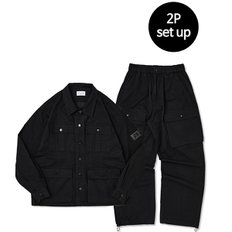 [꼼소넛] Pocket Point Top  Pants 2-Piece Set Up (Black) CSOs-001 [Unisex]