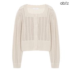 ab.f.z 스퀘어넥 펀칭 라인 니트 가디건 (AFX1HY51A)