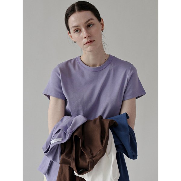 컬러 코튼 반팔 티셔츠_purple