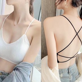 백리스 브라렛 여성 민소매 나시티 브라탑 캡내장 골지 이너 여름 티셔츠 ODM-FSLS10