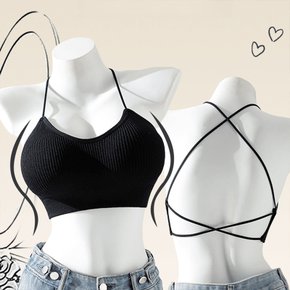 백리스 브라렛 여성 민소매 나시티 브라탑 캡내장 골지 이너 여름 티셔츠 ODM-FSLS10