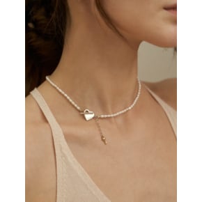 Heart toggle key point pearl necklace_NZ1102