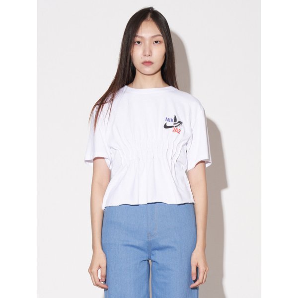 Logo Parody Printed Pintuck T-shirt