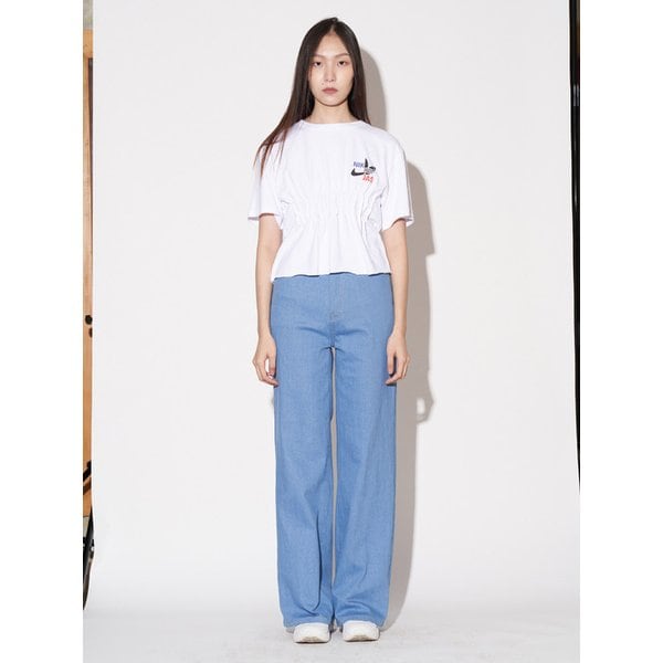 Logo Parody Printed Pintuck T-shirt