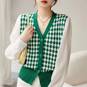 다이아패턴 셔츠소매가디건