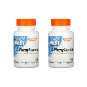 [해외직구] 닥터스베스트 D-페닐알라닌 500mg 60베지캡슐 2팩 Doctor`s Best D-Phenylalanine 500mg