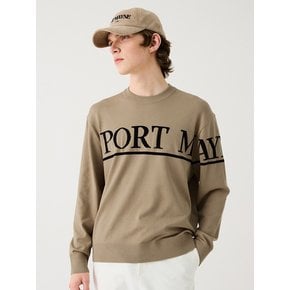 LOGO JACQUARD CREW NECK SWEATER - BEIGE (MEN)