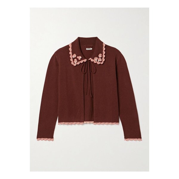 보디 루키 장식 울 캐시미어 혼방 가디건 초콜릿 1647597351291747