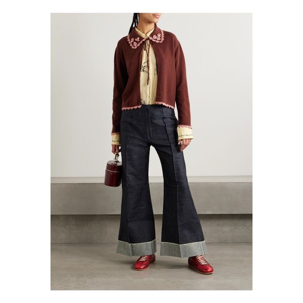 보디 루키 장식 울 캐시미어 혼방 가디건 초콜릿 1647597351291747