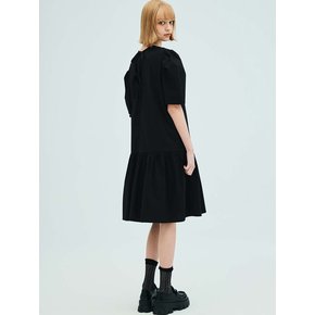 Back Ribbon Shirring Dress_Black