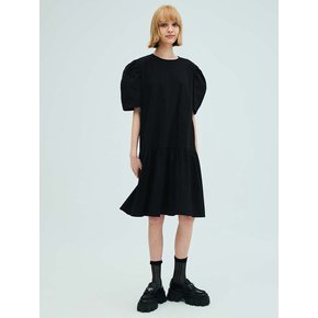 Back Ribbon Shirring Dress_Black