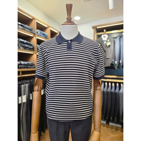 [여주점] 코오롱 브렌우드 남성 리버티 워셔블 스트라이프 폴로넥 스웨터 BRWAM26512NYX BUX REX