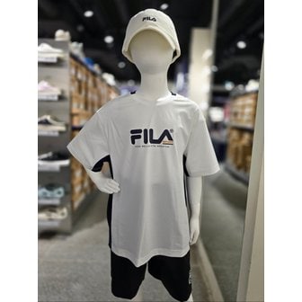 휠라 [파주점] 키즈 퍼포먼스 배색 반팔티셔츠(FK2RSG2501M-OWH)