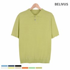 남성 반팔티 BXR016 니트 헨리넥 무지 티셔츠