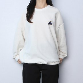 후리스 베어 자수 오버핏 맨투맨