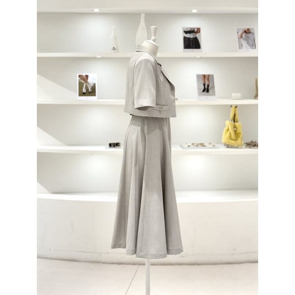 [여주점] 여성 자켓세트 벨티드 플레어 원피스 (L262PSE034)