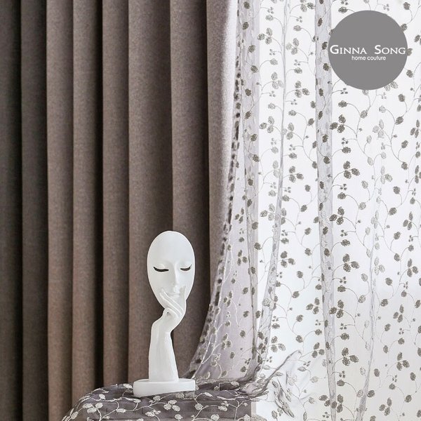 로첼라 자수 암막커튼 풀세트(암막+속커튼) 대형