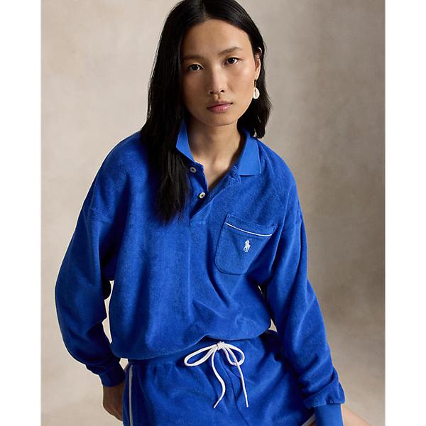 여성 테리 롱 슬리브 폴로 셔츠(WMPOKNINB920314400)