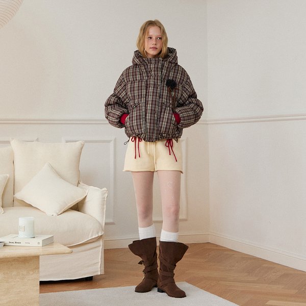 [시흥점] 여성 체크 덕다운 후드점퍼  (ER4ONZ51)