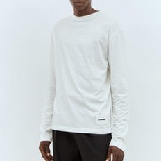 질샌더 25 SS 질샌더 플러스 3팩 세트 로고 라벨 긴팔 티셔츠 화이트 J47GC0002 J45048 100