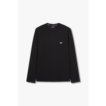 EMPORIO ARMANI 남성 이글 로고 롱 슬리브 라운지 티셔츠 (0814336001)