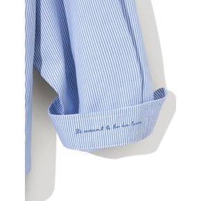Side Slit Stripe Cotton Shirt S139 Sky Stripe