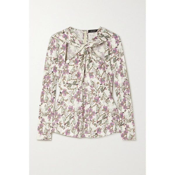 Juliana Twist-front Cutout Printed Poplin Blouse 화이트 1647597289962911