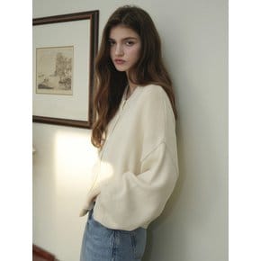 Loose Fit Classic Knit Cardigan (Cream_beige)