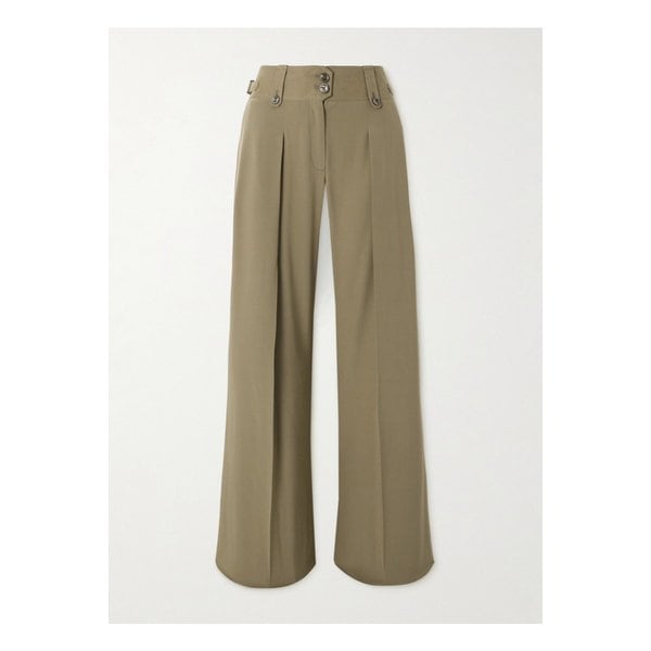 플리츠 실크 크레이프 드 신 스트레이트 팬츠 그린 46376663162862586