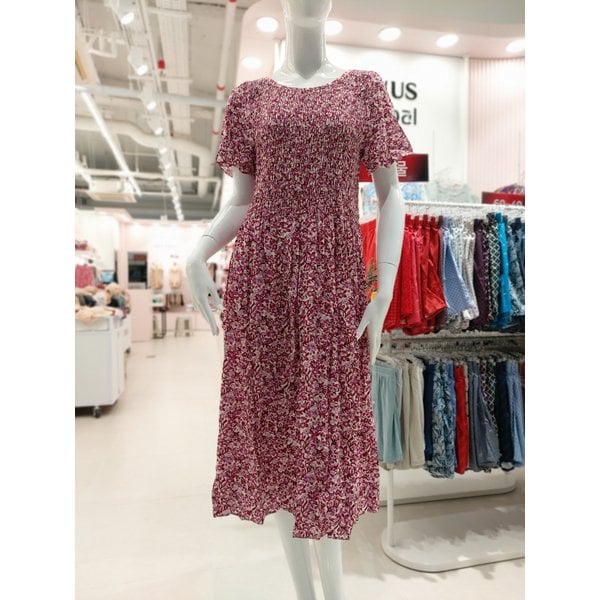 [부산점] 레이온 꽃나염 스모킹 원피스(WGN7179 VI)