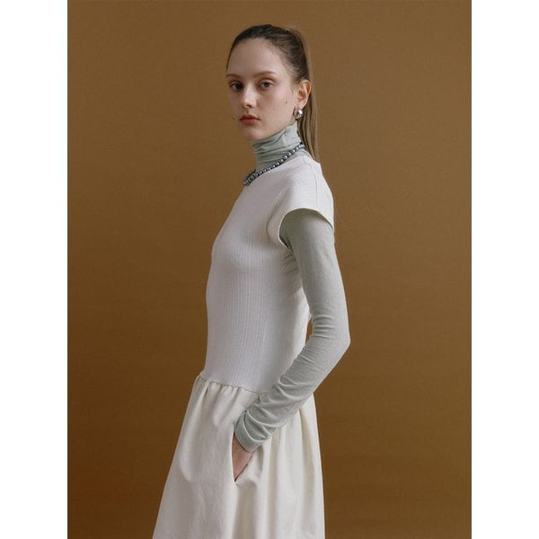 CAP-SLEEVE LAYERED DRESS (cream ivory)