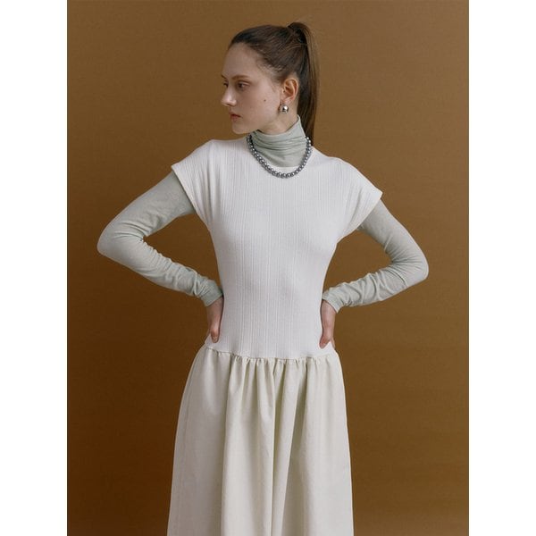 CAP-SLEEVE LAYERED DRESS (cream ivory)
