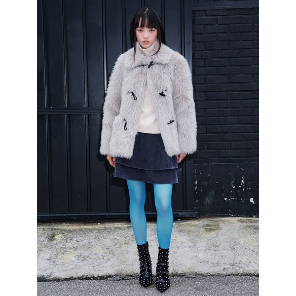 Duffle Faux Fur Midi Coat  Light Grey (KE5Y3VM022)