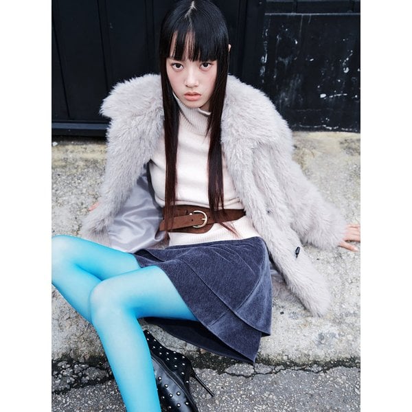 Duffle Faux Fur Midi Coat  Light Grey (KE5Y3VM022)