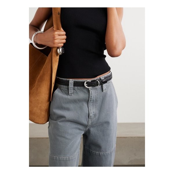 디앙슈 홀리혹 브레이드 가죽 벨트 블랙 46376663162870956