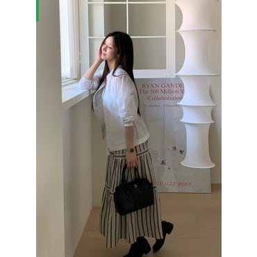 헤지스레이디스 [25SS]린넨 스트라이프 캉캉 스커트(HSSK5B302)