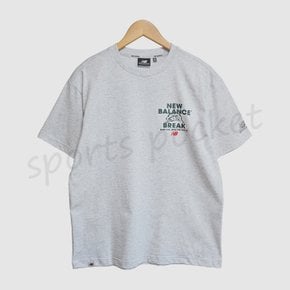 NBNED22623 라이트 그레이 UNI SUMMER WAVE 그래픽 티셔츠 남여공용 반팔티셔츠 반소매 커플티
