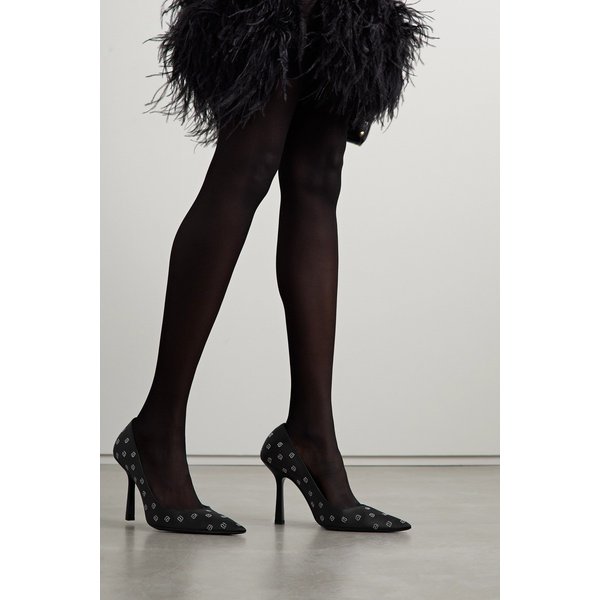 델핀 크리스털 장식 새틴 펌프스 블랙 1647597287181623