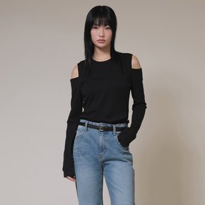 Open Cut-out T-shirt in Black VW4SE021-10