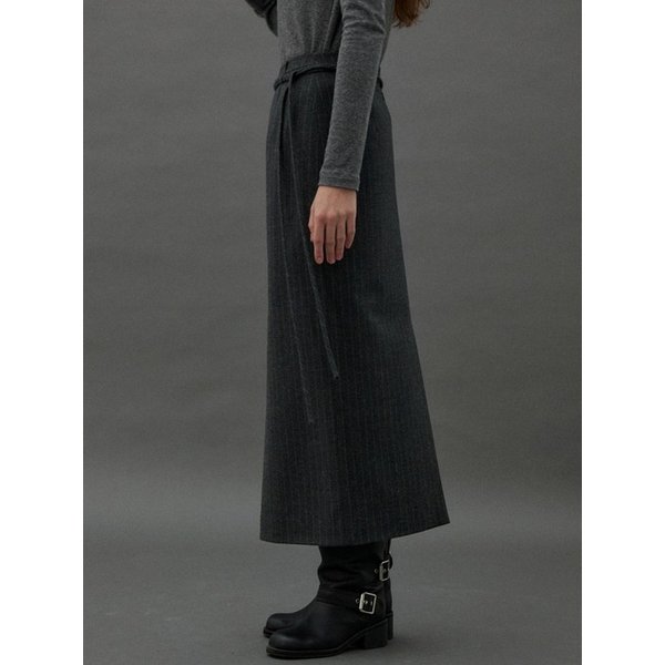 VEIL STRIPE SKIRT - GRAY