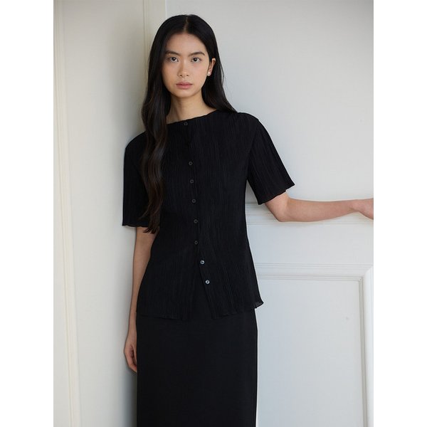 플리츠 레이어 블라우스 [블랙]