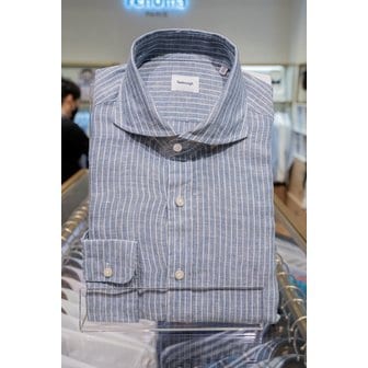 밴브루 20S/S (NF21)린넨 스트라이프-와이드 슬림셔츠(BKSSL1124-NY)