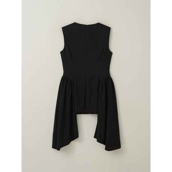 DRAPE UNBALANCED BLOUSE BLACK MBESTO011BK