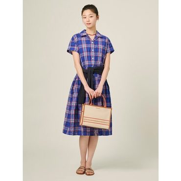 빈폴레이디스 25SS 체크 캡슬리브 원피스 - 블루 BF5571C01P