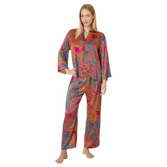 이스퀘어 5178700 N by Natori Kaleidoscope Satin Mandarin Pajama Pant Set