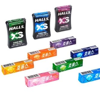  HALLS 호올스 XS 스틱 멘톨 사탕 졸음방지 캔디 10종 택1