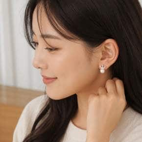 진주 큐빅 귀걸이 데일리 쥬얼리 악세사리