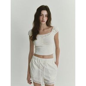 LACE TRACK SHORTS (IVORY)