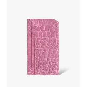 플랫 롱 악어가죽 지갑 핑크 지폐,카드 수납 / Flat long crocodile leather wallet pink